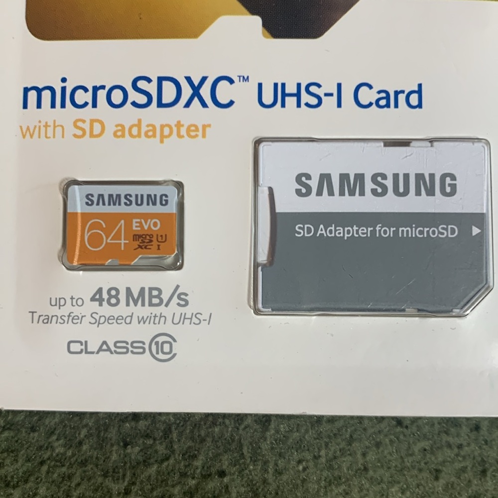 NIP Samsung 64gb EVO Ultra-fast performance. Micro SDXC UHS-I card w/SD adapter - Picture 2 of 4